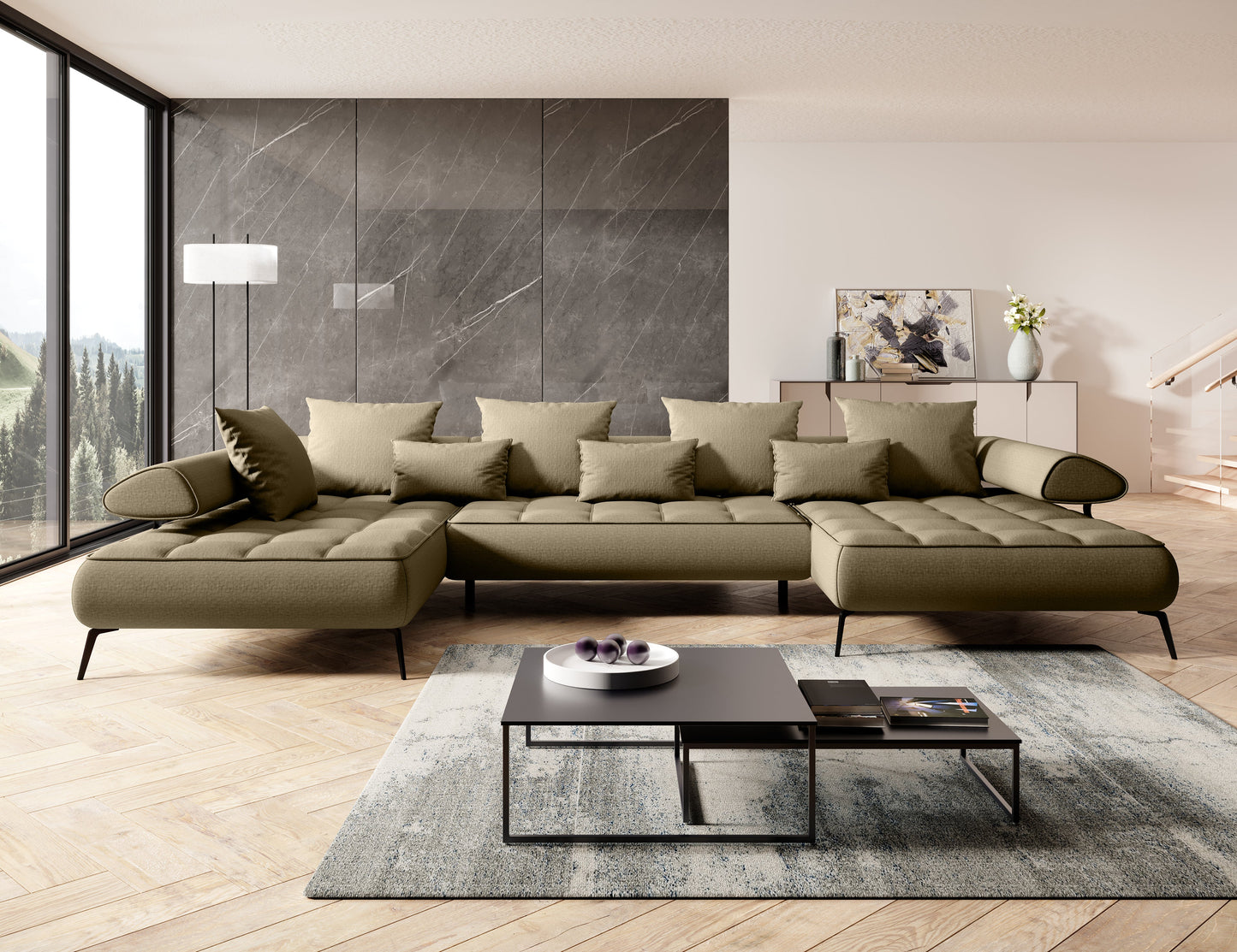 Dīvāns SFERA XL 385/193/224 cm zaļš