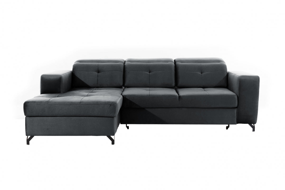 Dīvāns Belly M kreisais stūris 266/88-107/174 cm grafīts pelēks - N1 Home