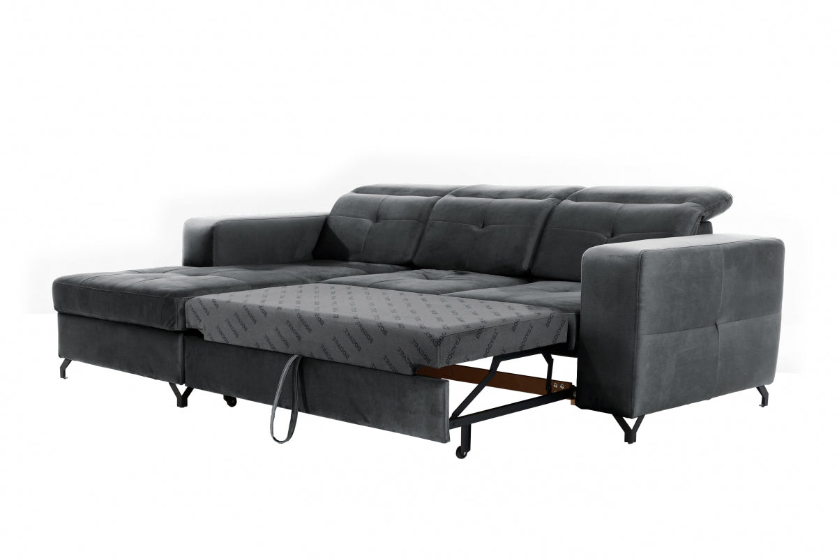 Dīvāns Belly M kreisais stūris 266/88-107/174 cm grafīts pelēks - N1 Home