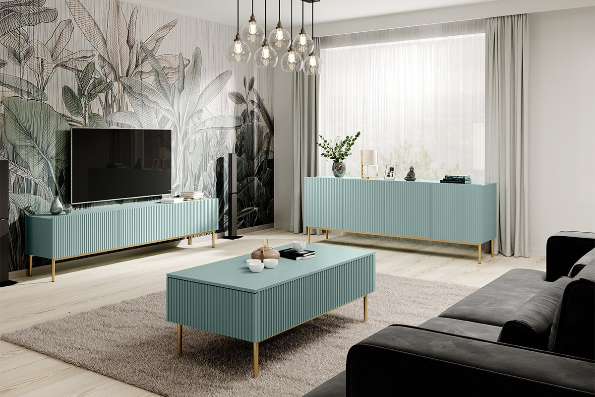 Kafijas galdiņš AUSTIN 120/48/60 zelts/ debesjums zils - N1 Home