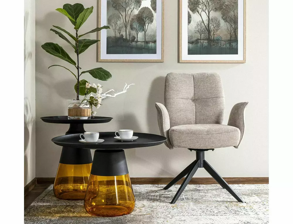 Kafijas galdiņš AFRA 52/50/50 cm zelts/zaļš - N1 Home