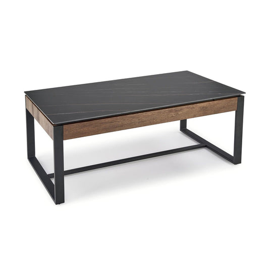 Kafijas galdiņš RM 121/61/45 cm melns marmors/riekstkoks - N1 Home