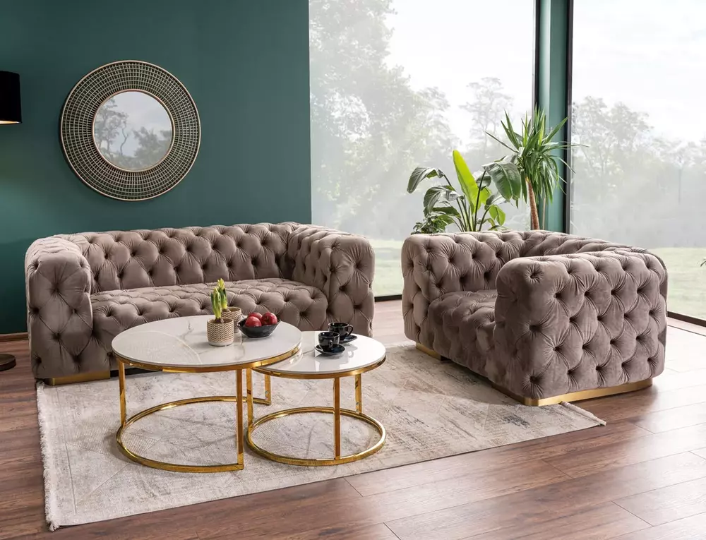 Kafijas galdiņš APENA balts/zelts - N1 Home