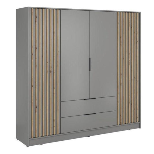 Skapis 4D NEKO 206/200/51 cm  pelēks - N1 Home