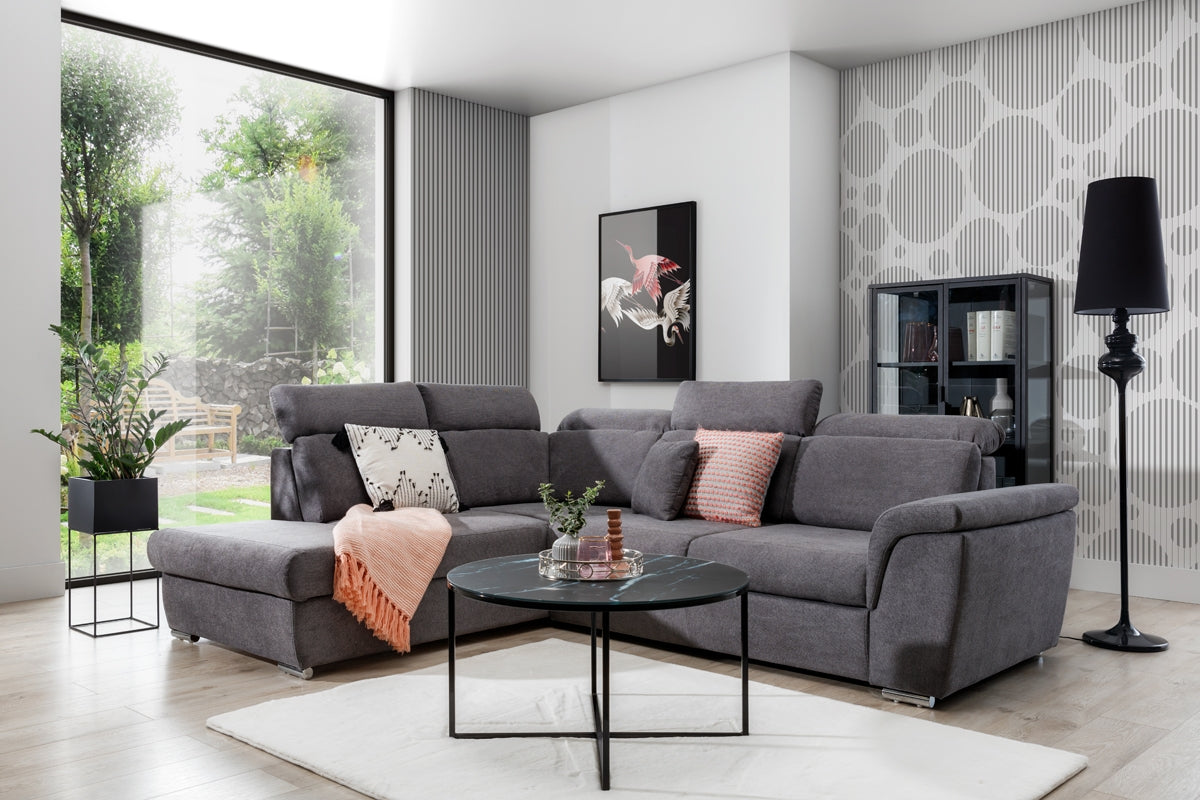 Dīvāns MILO L II kreisais stūris 267/82-103/212 cm grafīts pelēks - N1 Home