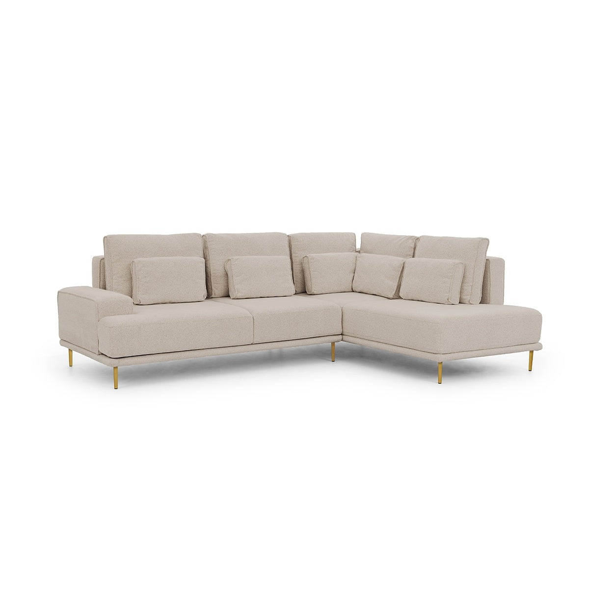 Dīvāns AUSTIN labais stūris zelta kājas 277/70-93/200 cm krēms - N1 Home