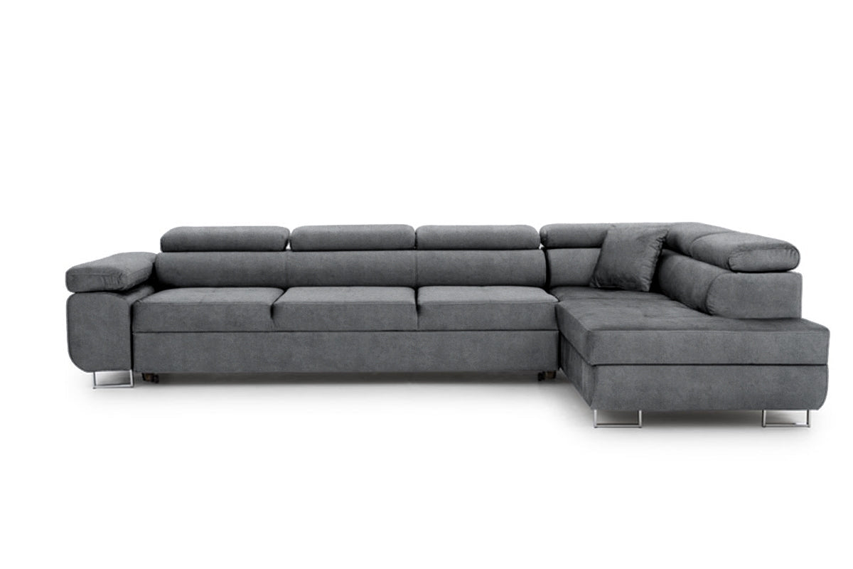 Dīvāns TOKYO M  labais stūris 340/76-98/201 cm tumši pelēks - N1 Home