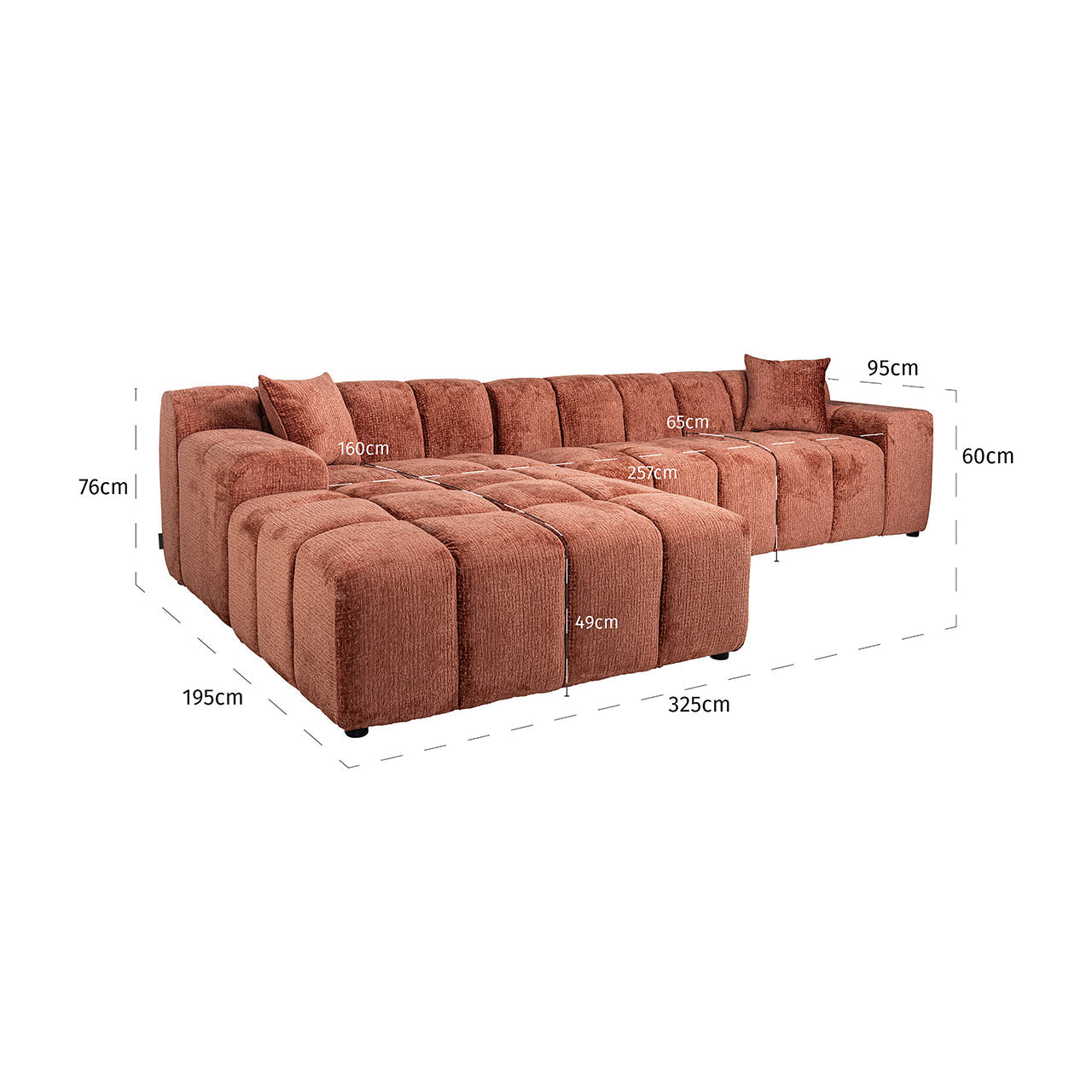 Dīvāns Cube Richmond Interiors 76/325/195 cm Fusion 92 Blush