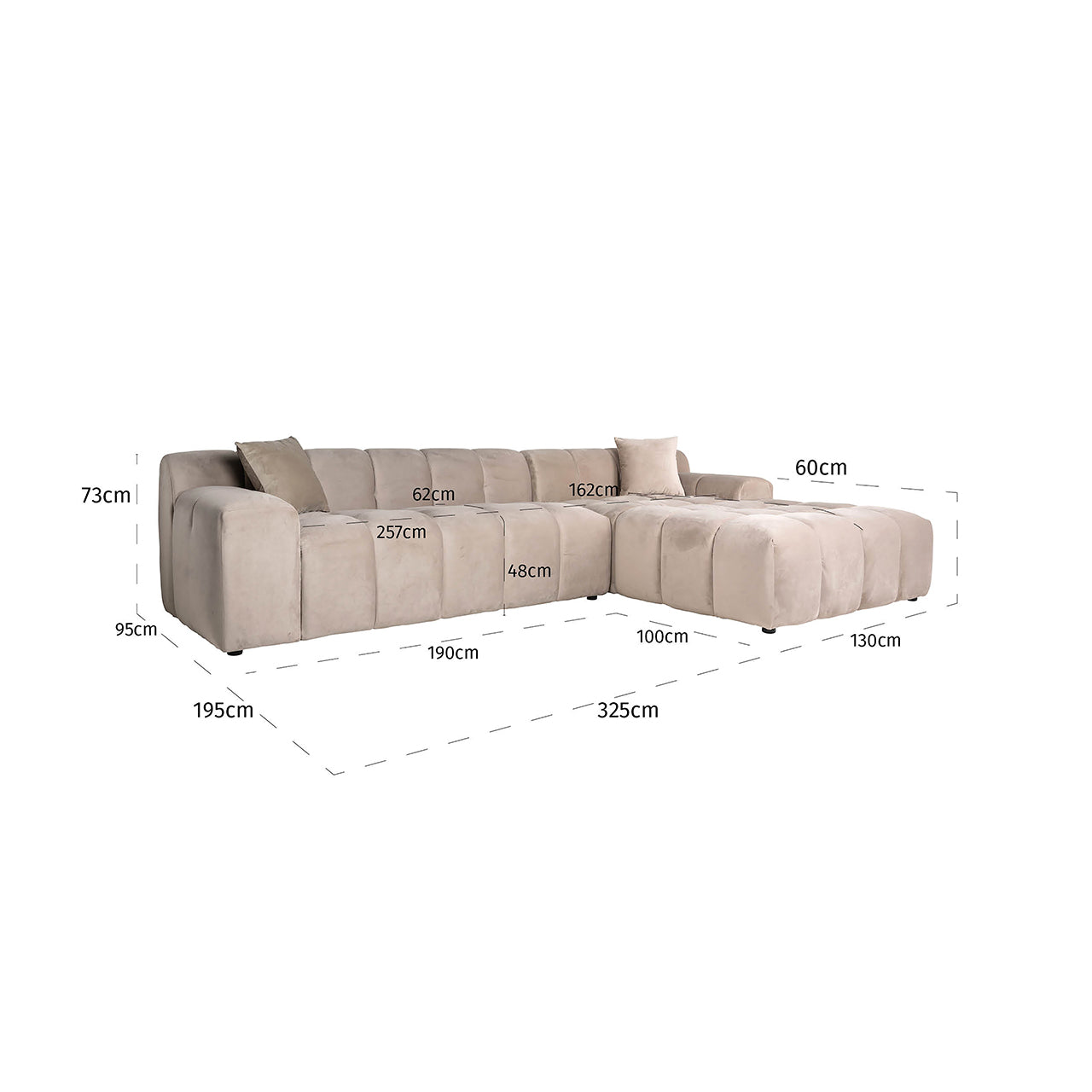 Диван Cube Richmond Interiors 76/325/195 см Quartz Khaki 903