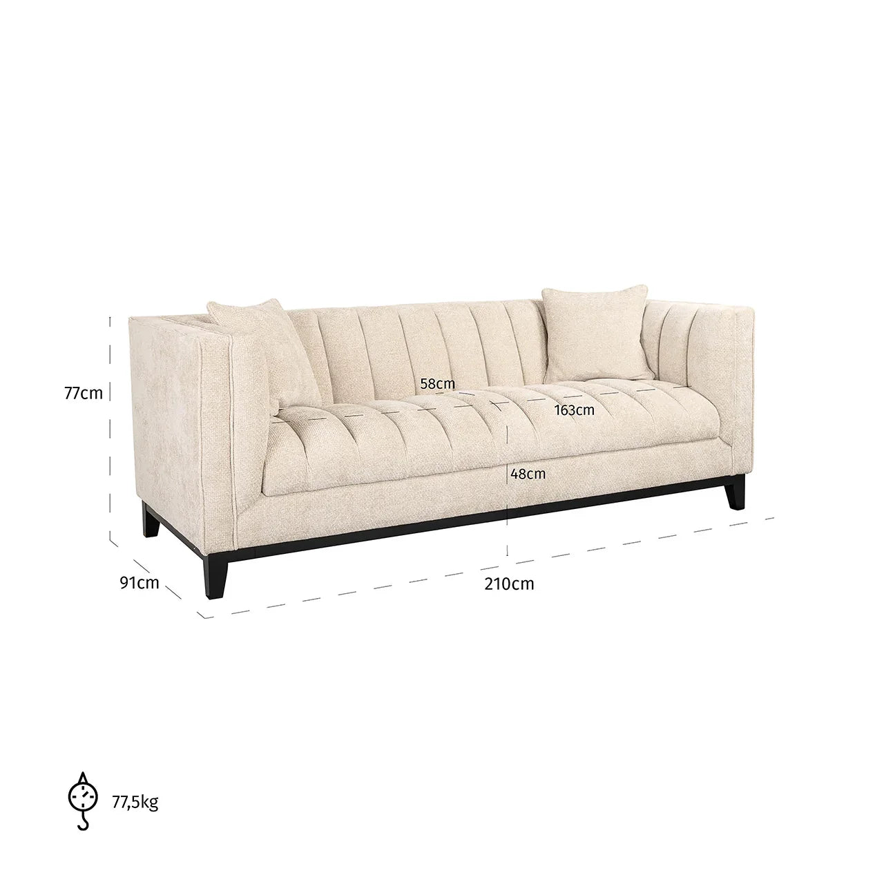 Диван Beauchamp Richmond Interiors 77/210/91 см бежевый