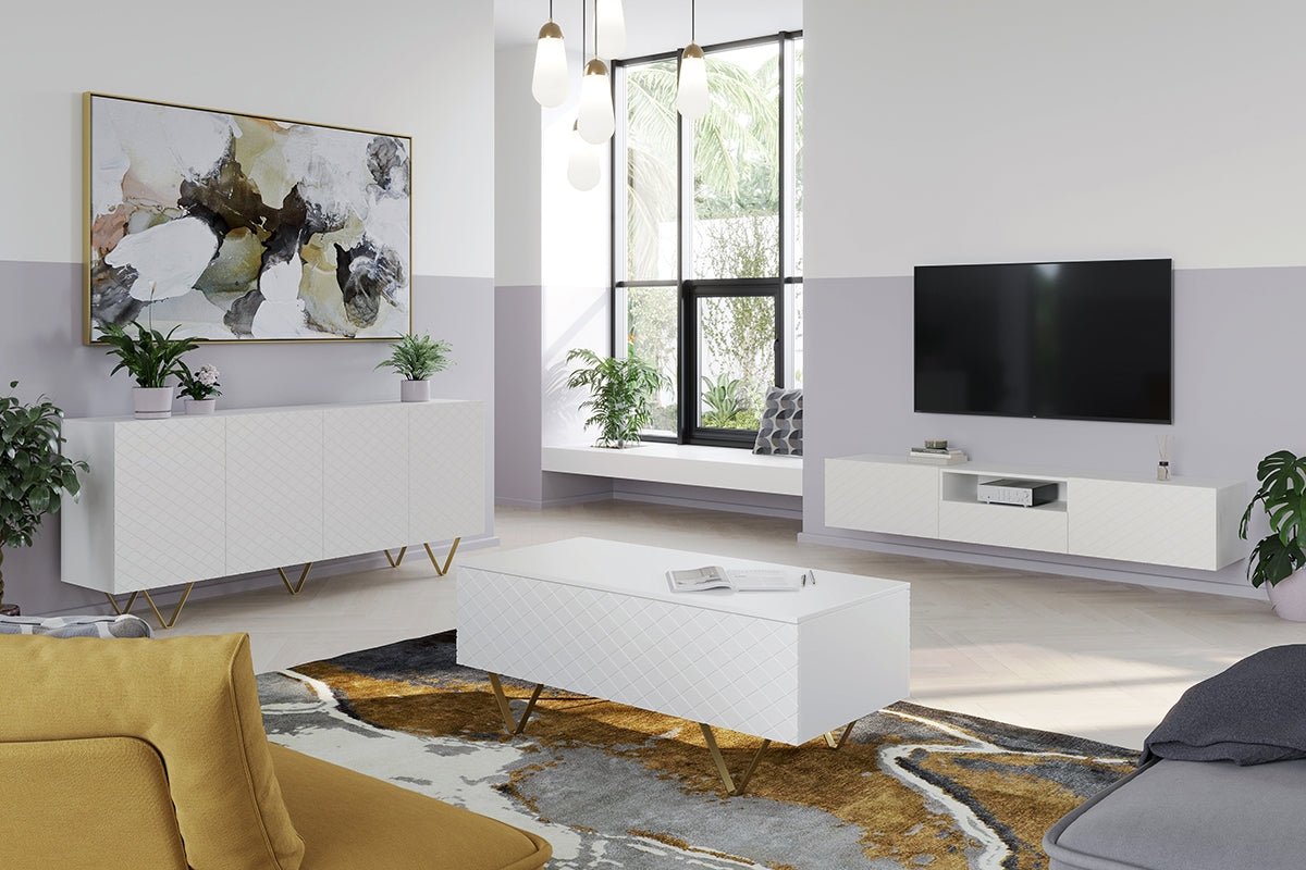 Kafijas galdiņš LUKKA 120/48/55 zelts/balts - N1 Home