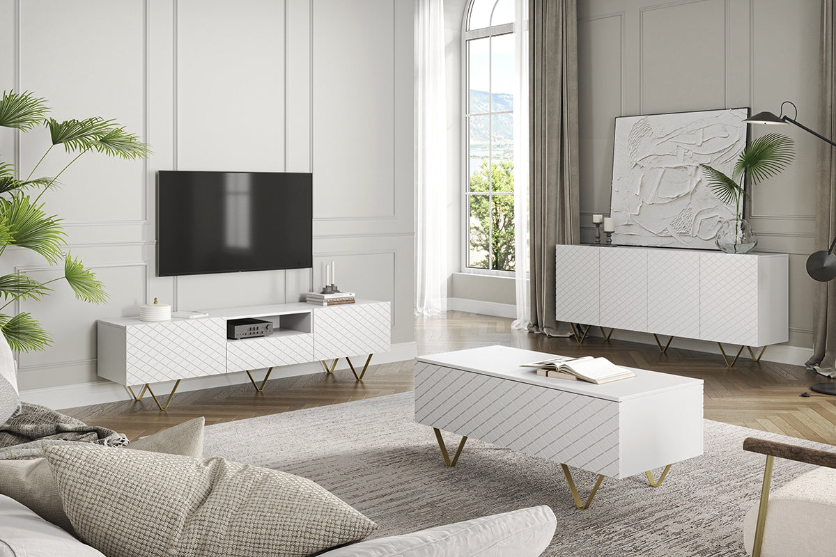 Kafijas galdiņš LUKKA 120/48/55 zelts/balts - N1 Home
