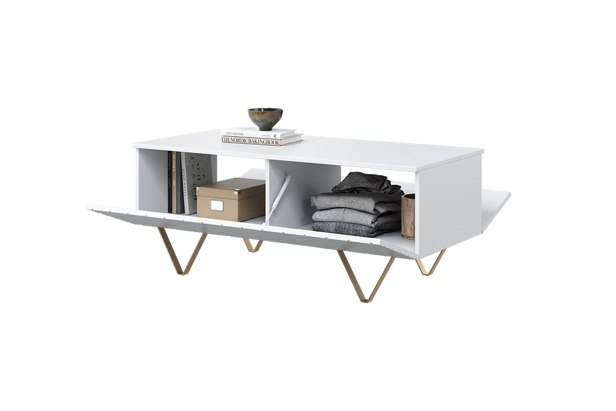 Kafijas galdiņš LUKKA 120/48/55 zelts/balts - N1 Home