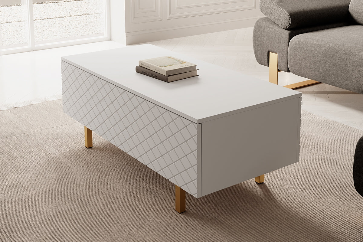 Kafijas galdiņš LUKKAII 120/46/55 zelts/balts - N1 Home