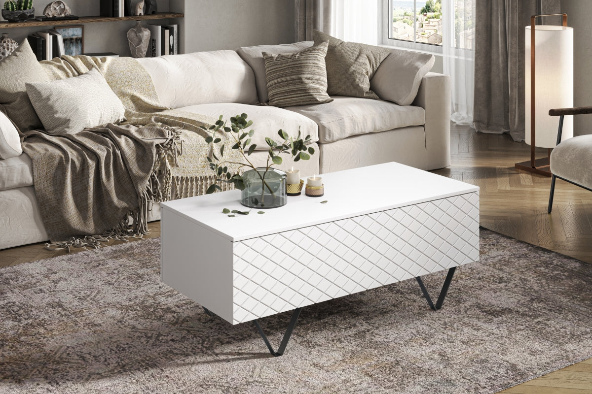 Kafijas galdiņš LUKKA 120/48/55 melns balts - N1 Home