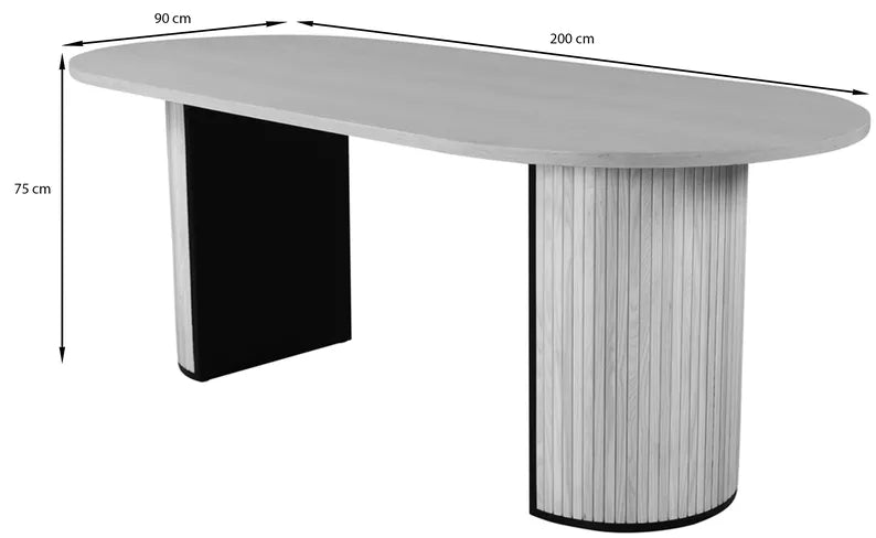 GORM Galds 200x90 cm, balināts ozols - N1 Home