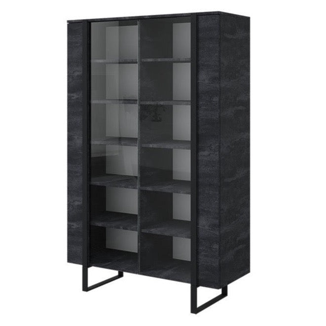 Vitrīnas skapis VECA 120/187/45 melns/ ogļu - N1 Home